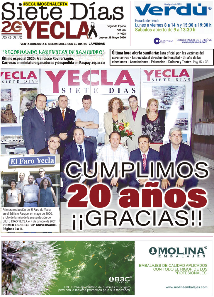 SIETE DÍAS YECLA – Edición nº 608 – Jueves 28 de mayo de 2020