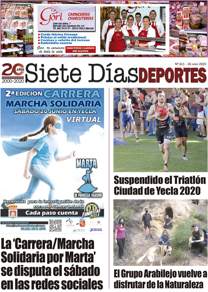 Deportes SIETE DÍAS YECLA – Edición nº 611 – Jueves 18 de junio de 2020