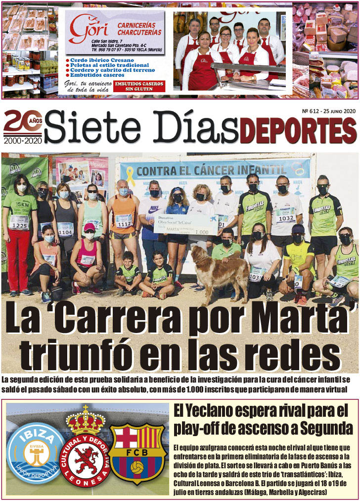 Deportes SIETE DÍAS YECLA – Edición nº 612 – Jueves 25 de junio de 2020