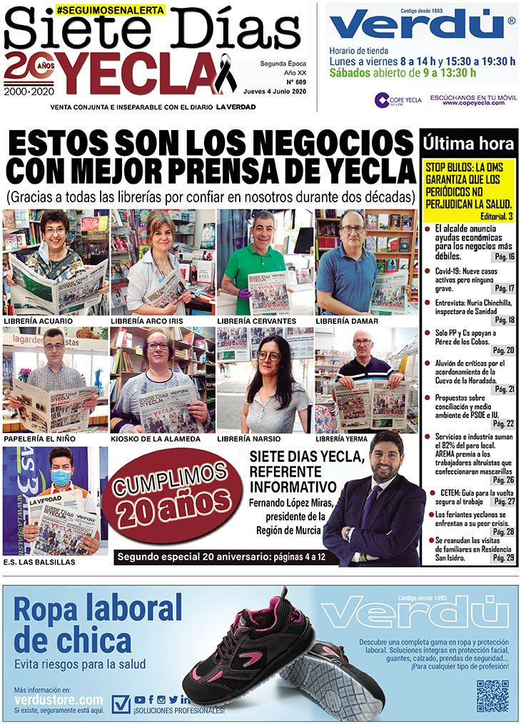 SIETE DÍAS YECLA – Edición nº 609 – Jueves 4 de junio de 2020