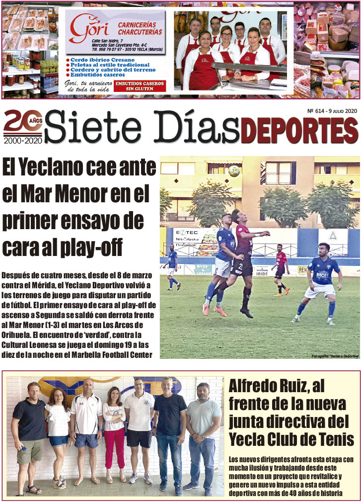 Deportes SIETE DÍAS YECLA – Edición nº 614 – Jueves 9 de julio de 2020