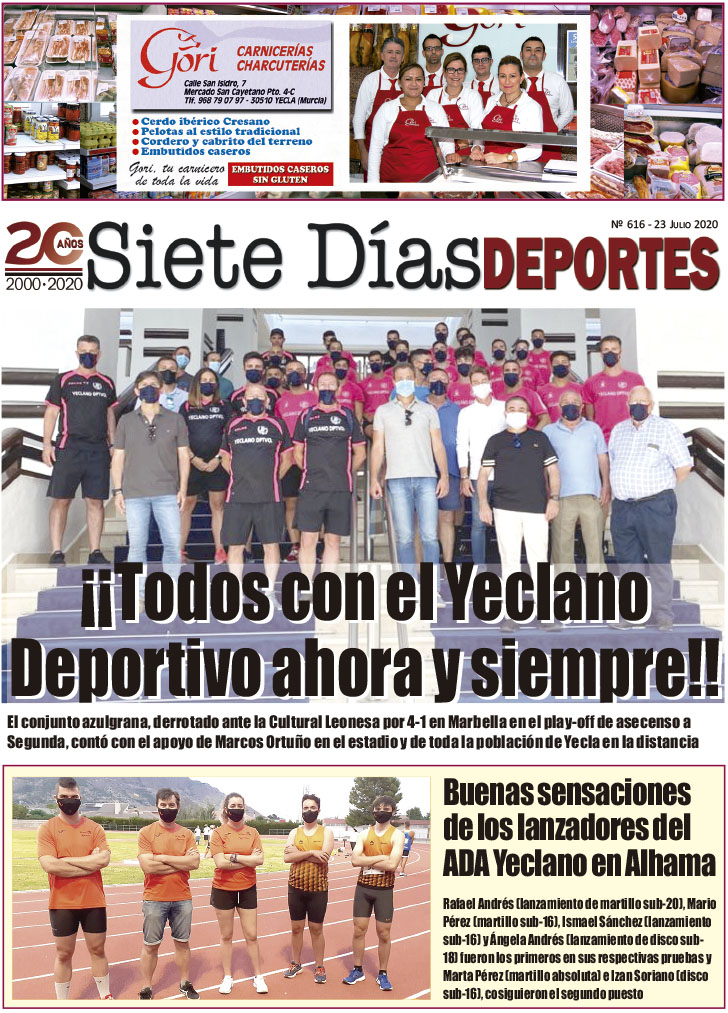 Deportes SIETE DÍAS YECLA – Edición nº 616 – Jueves 23 de julio de 2020