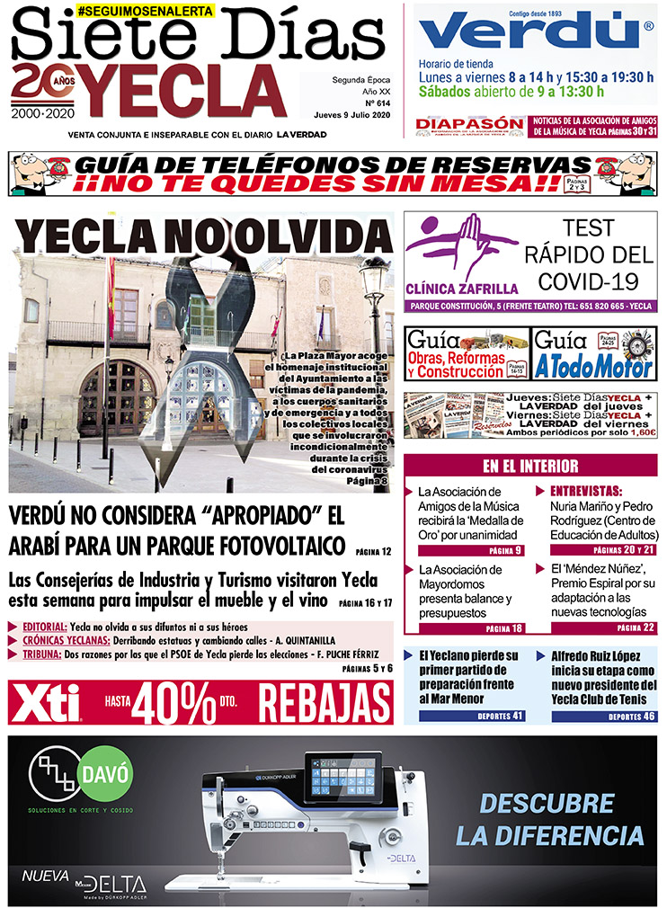 SIETE DÍAS YECLA – Edición nº 614 – Jueves 9 de julio de 2020