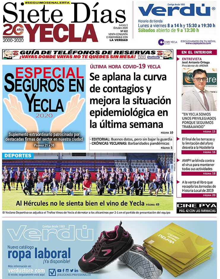 SIETE DÍAS YECLA – Edición nº 622 – Jueves 1 de octubre de 2020