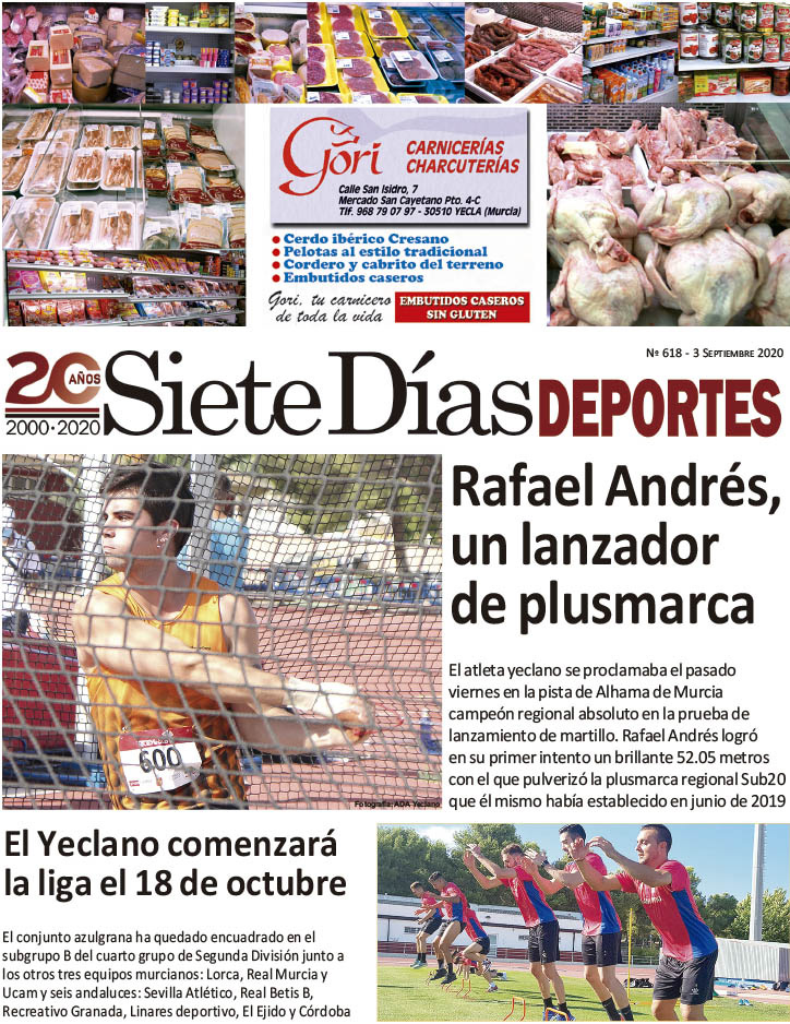 Deportes SIETE DÍAS YECLA – Edición nº 618 – Jueves 3 de septiembre de 2020