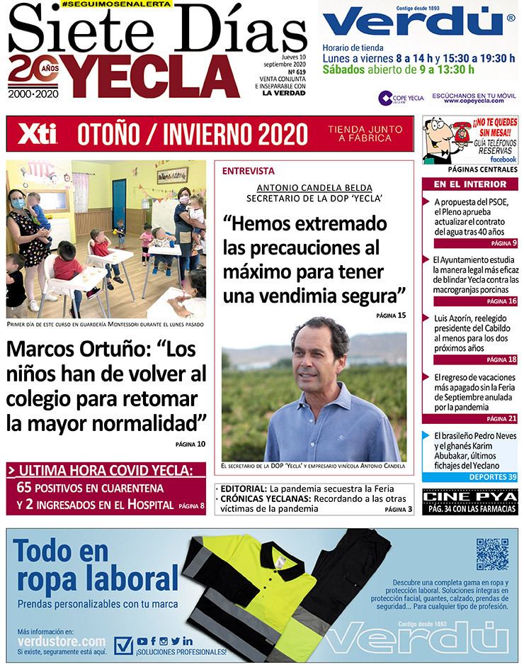 SIETE DÍAS YECLA – Edición nº 619 – Jueves 10 de septiembre de 2020