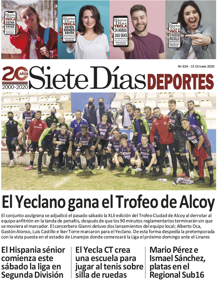 Deportes SIETE DÍAS YECLA – Edición nº 624 – Jueves 15 de octubre de 2020