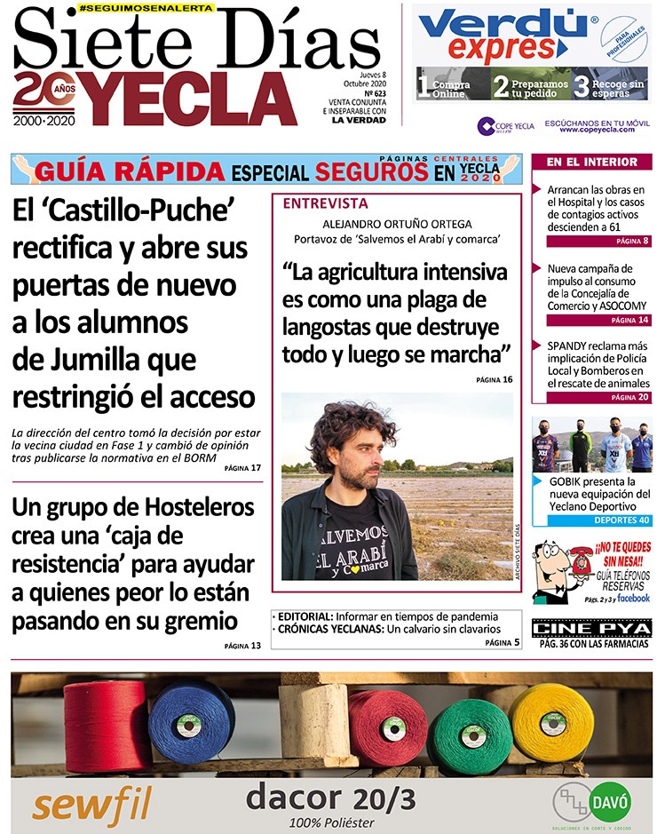 SIETE DÍAS YECLA – Edición nº 623 – Jueves 8 de octubre de 2020