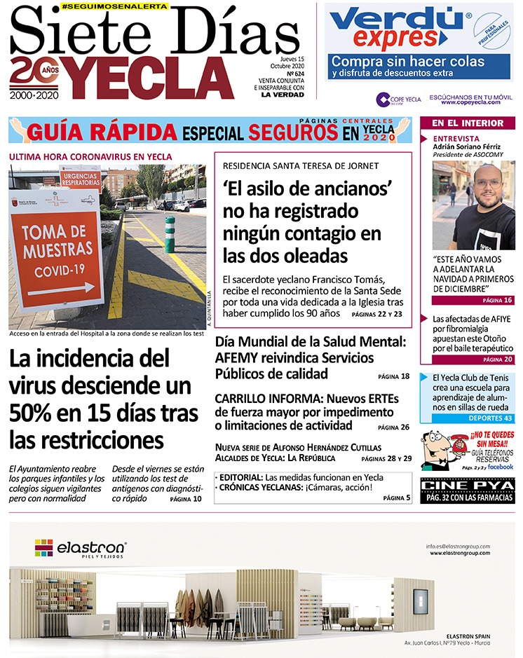 SIETE DÍAS YECLA – Edición nº 624 – Jueves 15 de octubre de 2020