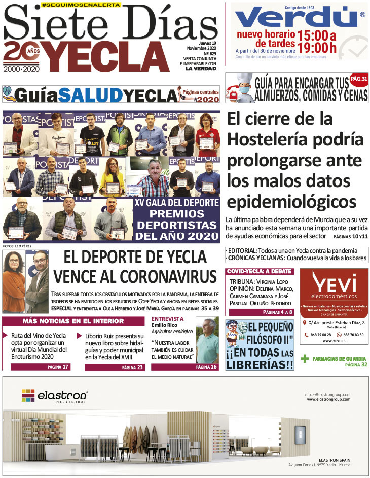 SIETE DÍAS YECLA – Edición nº 629 – Jueves 19 de noviembre de 2020