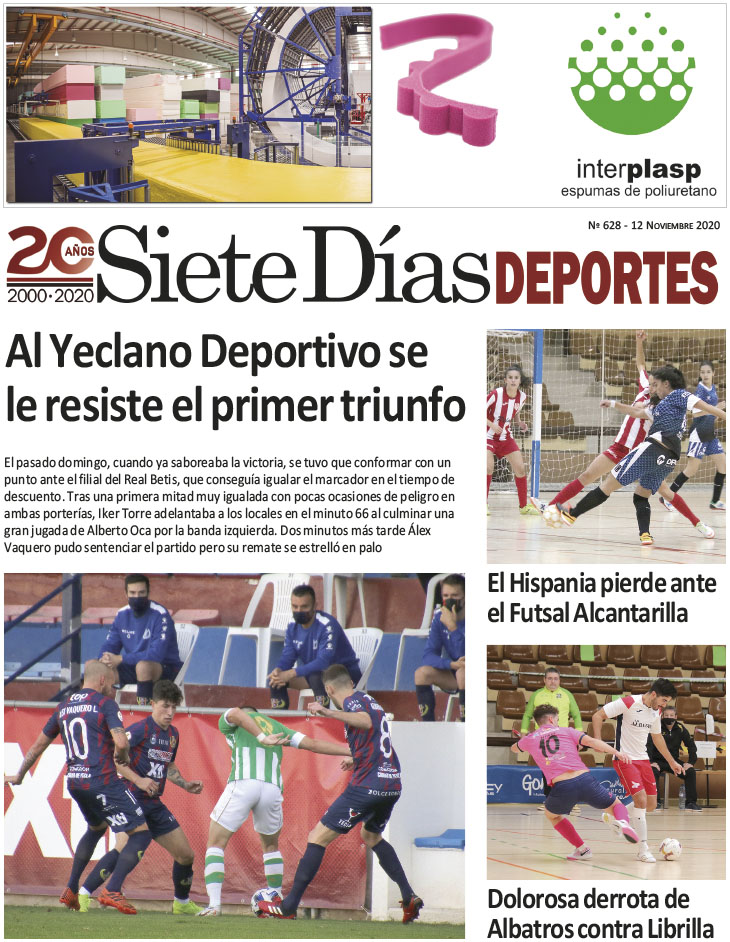 Deportes SIETE DÍAS YECLA – Edición nº 628 – Jueves 12 de noviembre de 2020