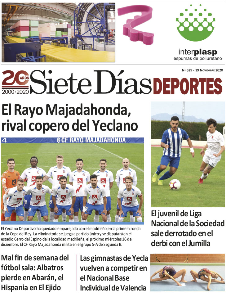 Deportes SIETE DÍAS YECLA – Edición nº 629 – Jueves 19 de noviembre de 2020