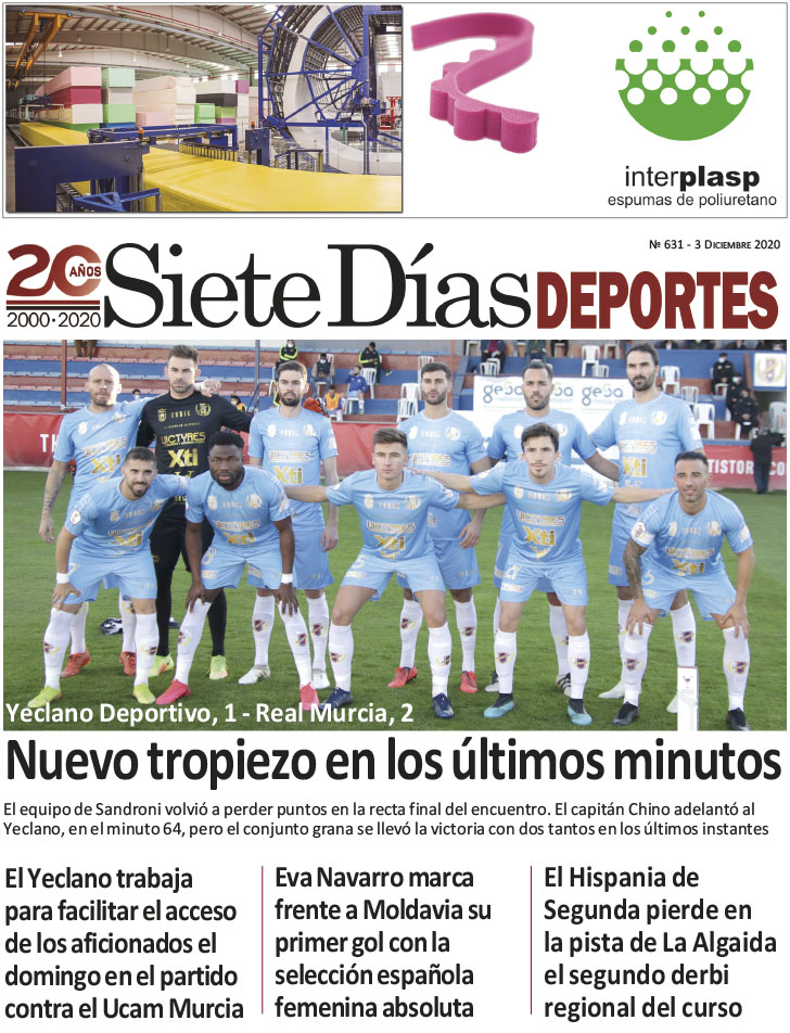 Deportes SIETE DÍAS YECLA – Edición nº 631 – Jueves 3 de diciembre de 2020