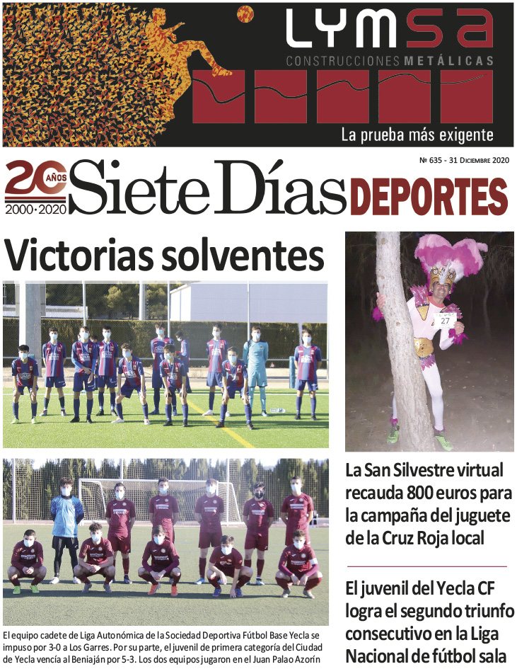 Deportes SIETE DÍAS YECLA – Edición nº 635 – Jueves 31 de diciembre de 2020