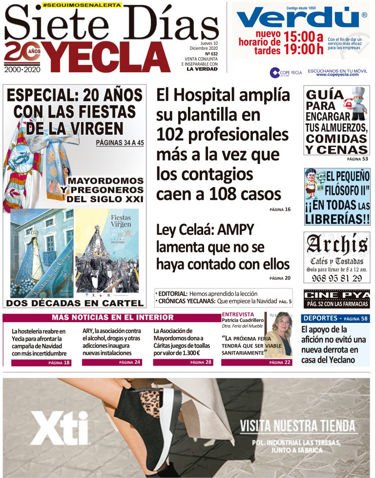 SIETE DÍAS YECLA – Edición nº 632 – Jueves 10 de diciembre de 2020