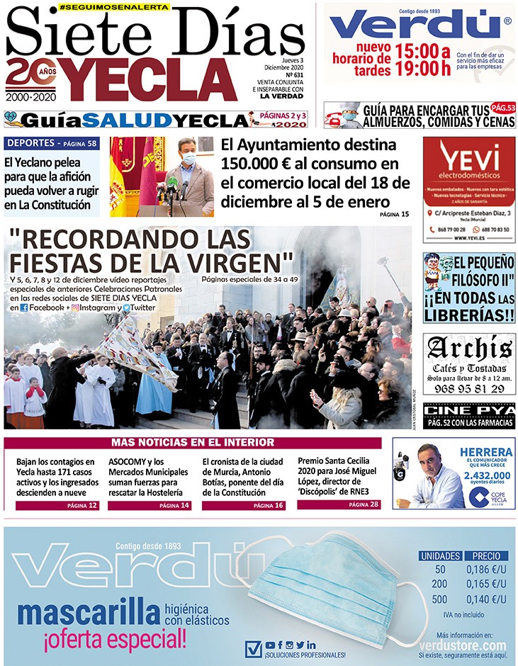 SIETE DÍAS YECLA – Edición nº 631 – Jueves 3 de diciembre de 2020