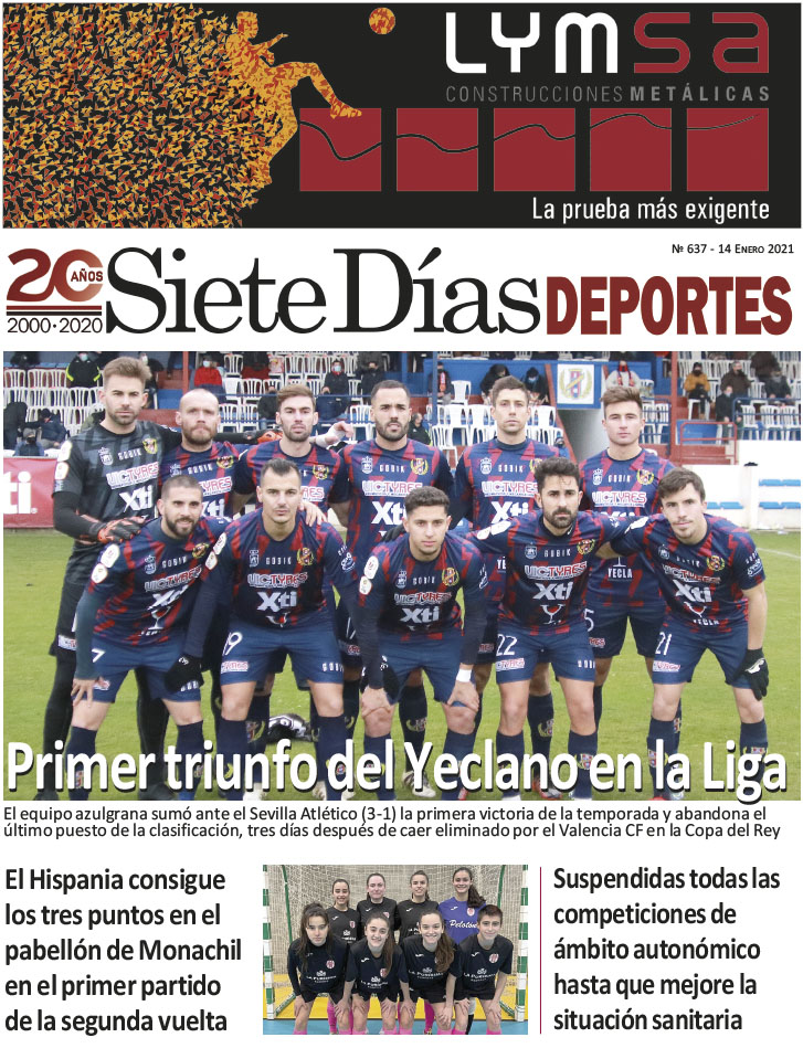 Deportes SIETE DÍAS YECLA – Edición nº 637 – Jueves 14 de enero de 2021