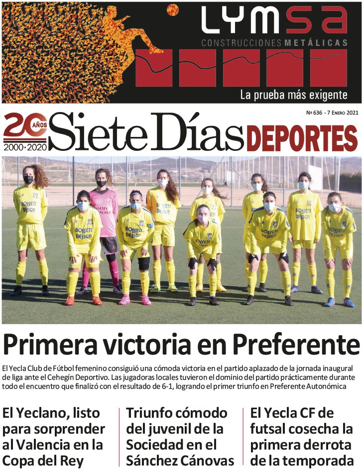 Deportes SIETE DÍAS YECLA – Edición nº 636 – Jueves 7 de enero de 2021