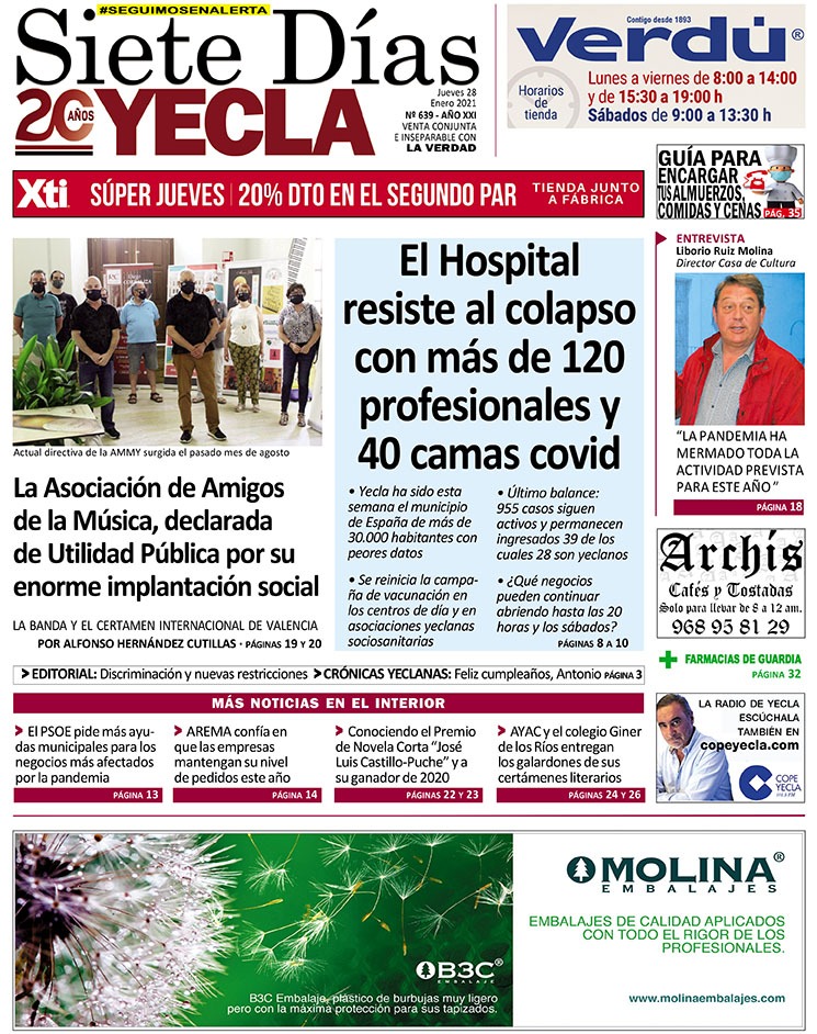 SIETE DÍAS YECLA – Edición nº 639 – Jueves 28 de enero de 2021