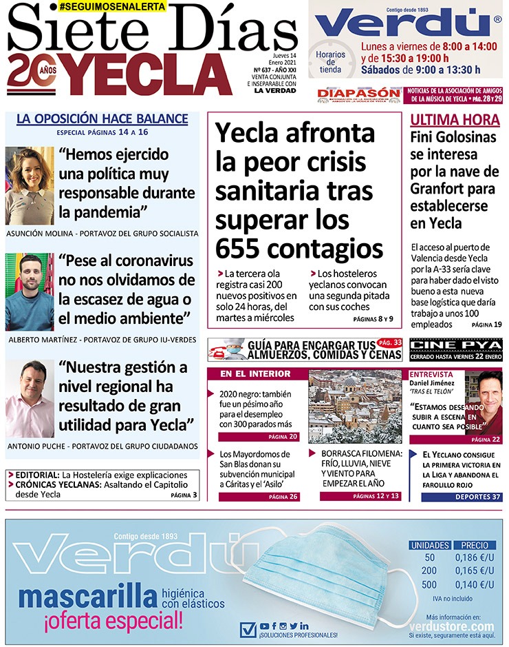 SIETE DÍAS YECLA – Edición nº 637 – Jueves 14 de enero de 2021