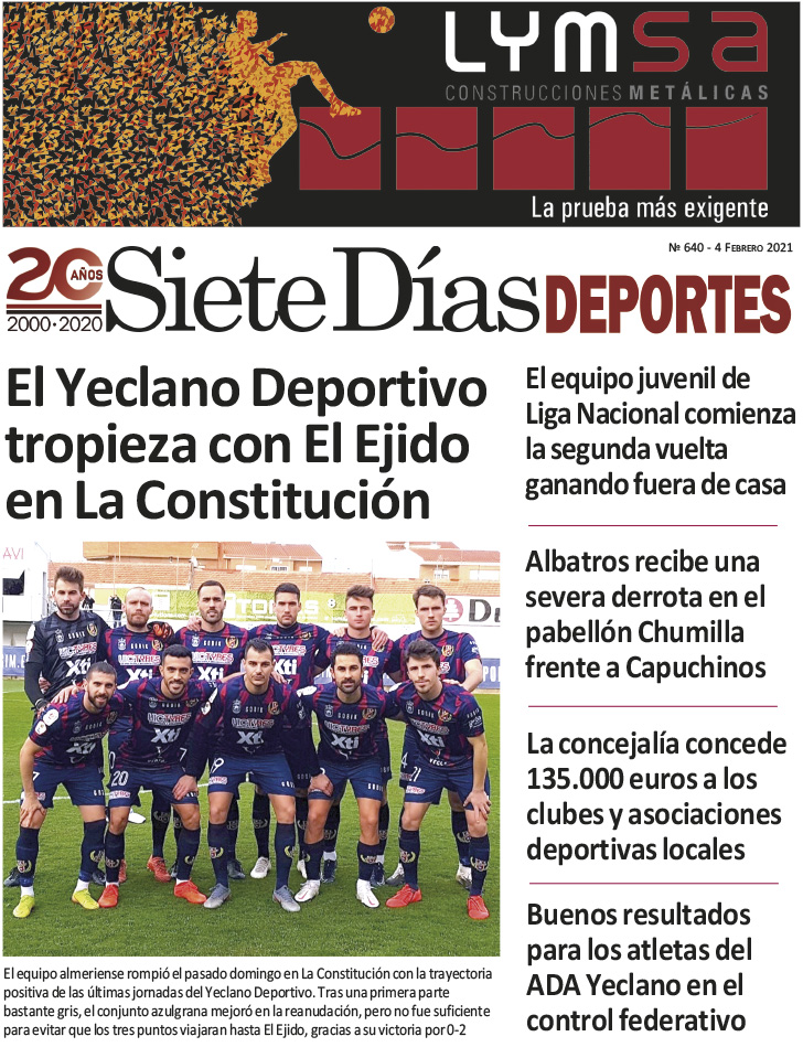 Deportes SIETE DÍAS YECLA – Edición nº 640 – Jueves 4 de febrero de 2021