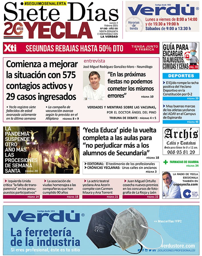 SIETE DÍAS YECLA – Edición nº 640 – Jueves 4 de febrero de 2021