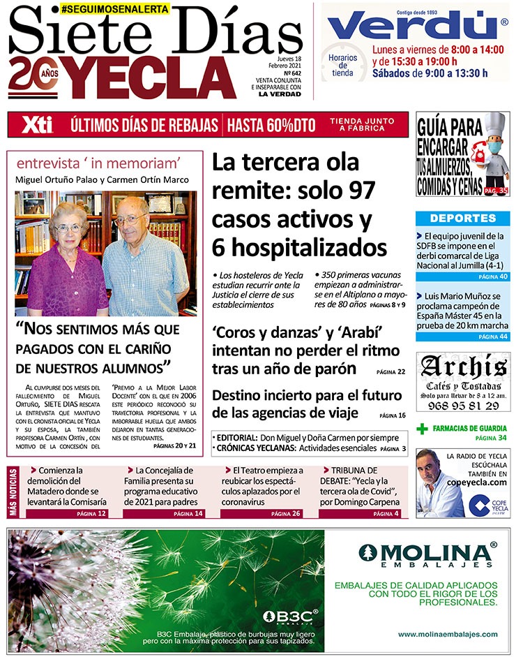 SIETE DÍAS YECLA – Edición nº 642 – Jueves 18 de febrero de 2021