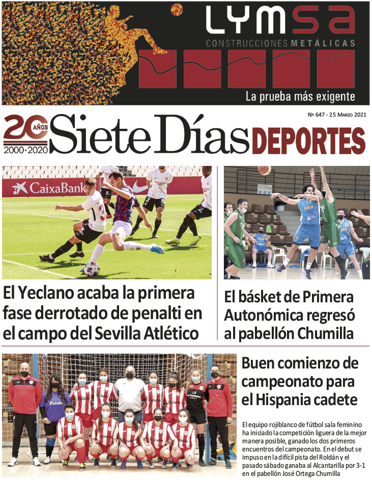 Deportes SIETE DÍAS YECLA – Edición nº 647 – Jueves 25 de marzo de 2021