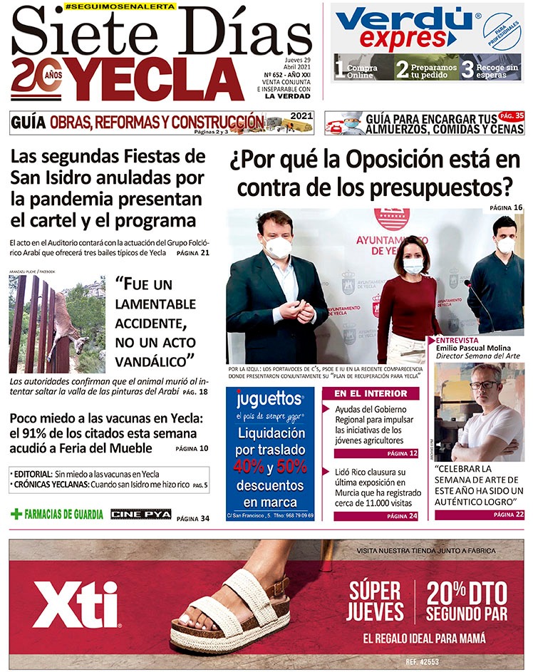 SIETE DÍAS YECLA – Edición nº 652 – Jueves 29 de abril de 2021