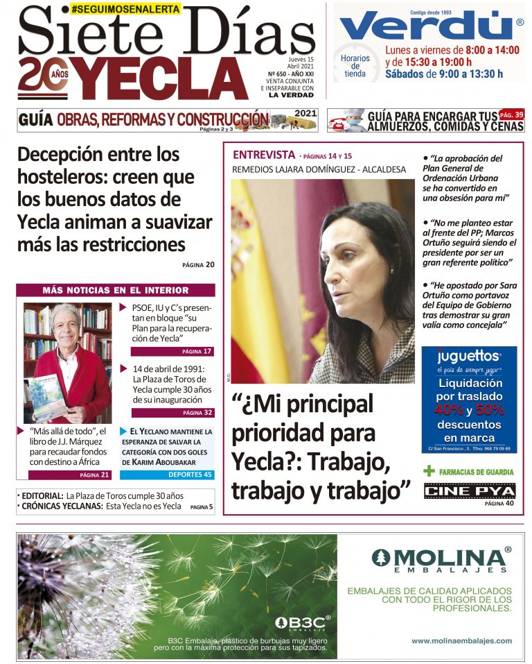 SIETE DÍAS YECLA – Edición nº 650 – Jueves 15 de abril de 2021