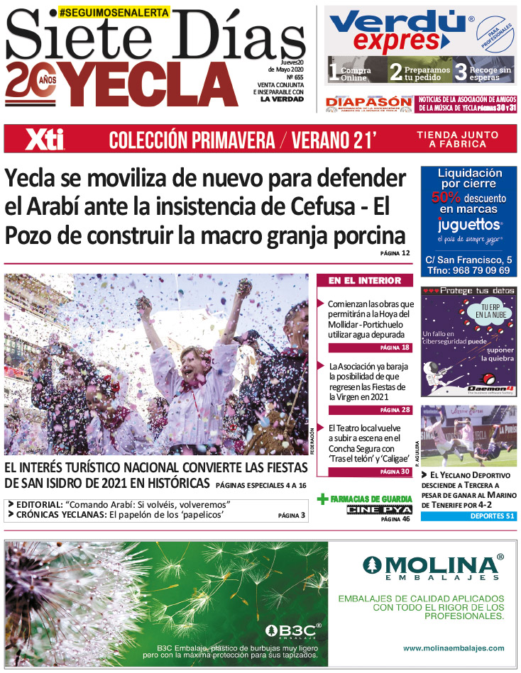 SIETE DÍAS YECLA – Edición nº 655 – Jueves 20 de mayo de 2021