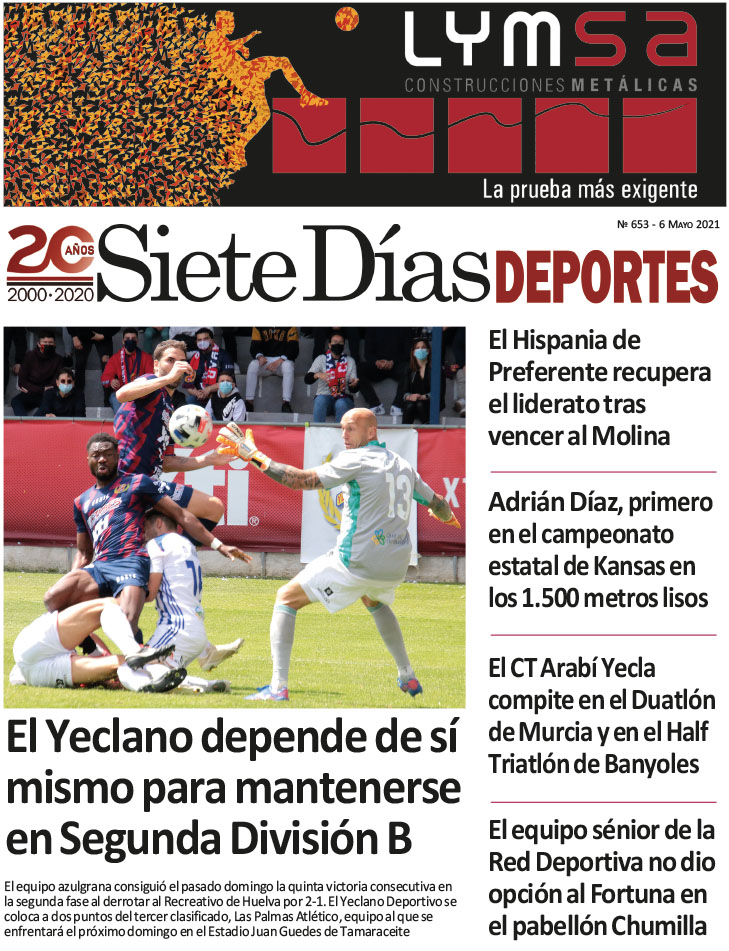 Deportes SIETE DÍAS YECLA – Edición nº 653 – Jueves 6 de mayo de 2021