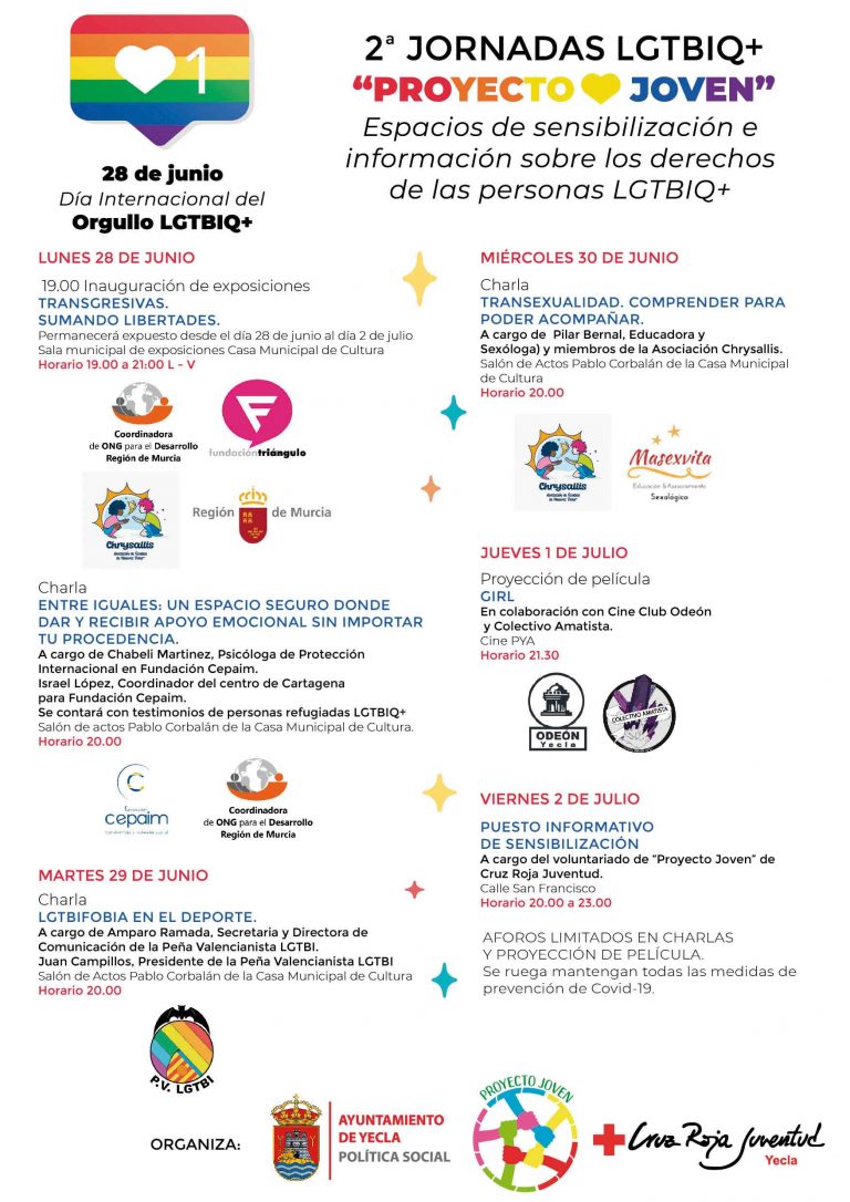 Ayuntamiento y Proyecto Joven de Cruz Roja celebran las II Jornadas LGTBIQ+ en Yecla