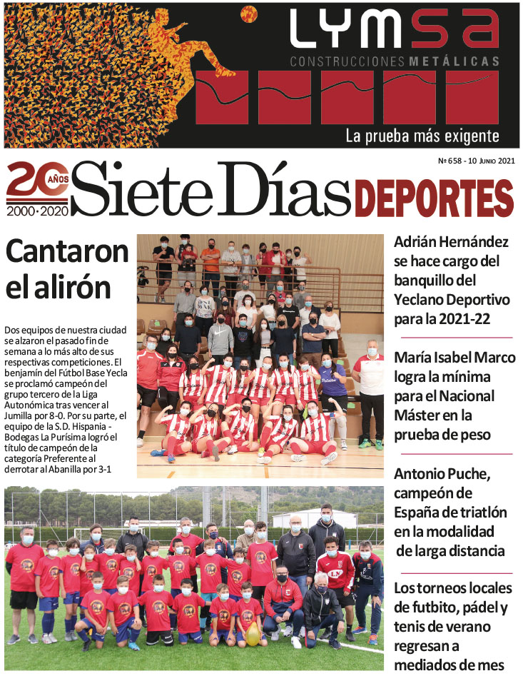 Deportes SIETE DÍAS YECLA – Edición nº 658 – Jueves 10 de junio de 2021