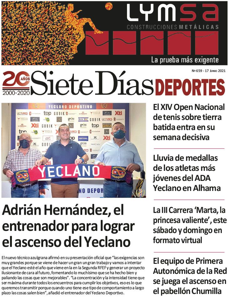 Deportes SIETE DÍAS YECLA – Edición nº 659 – Jueves 17 de junio de 2021