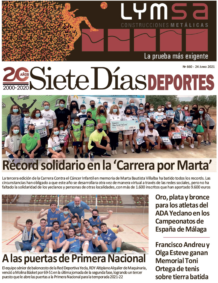 Deportes SIETE DÍAS YECLA – Edición nº 660 – Jueves 24 de junio de 2021