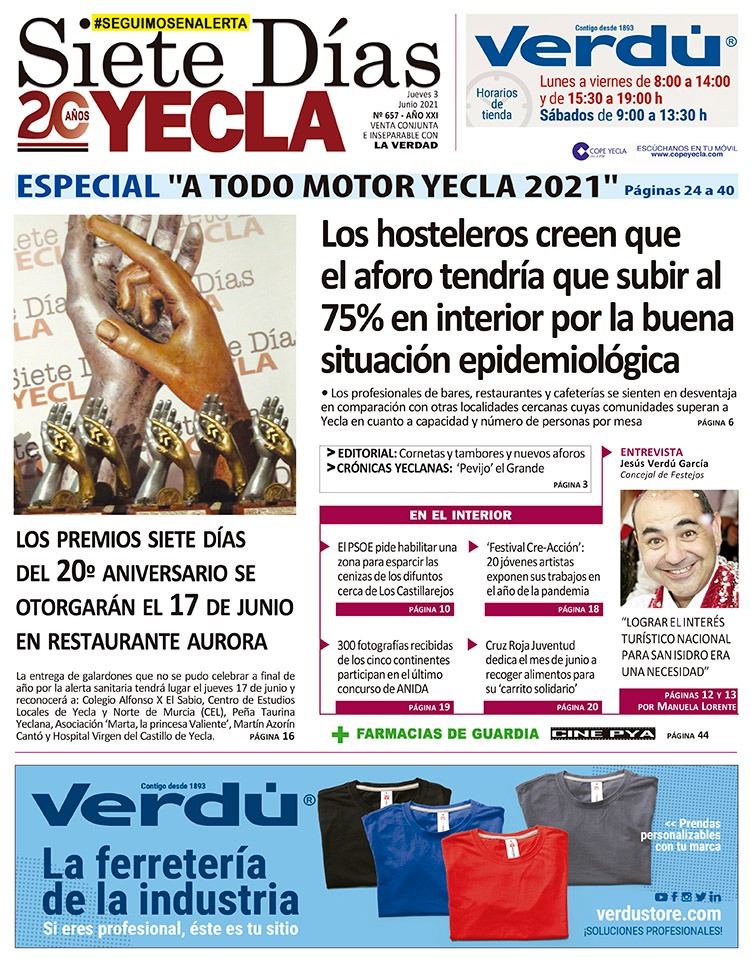 SIETE DÍAS YECLA – Edición nº 657 – Jueves 3 de junio de 2021