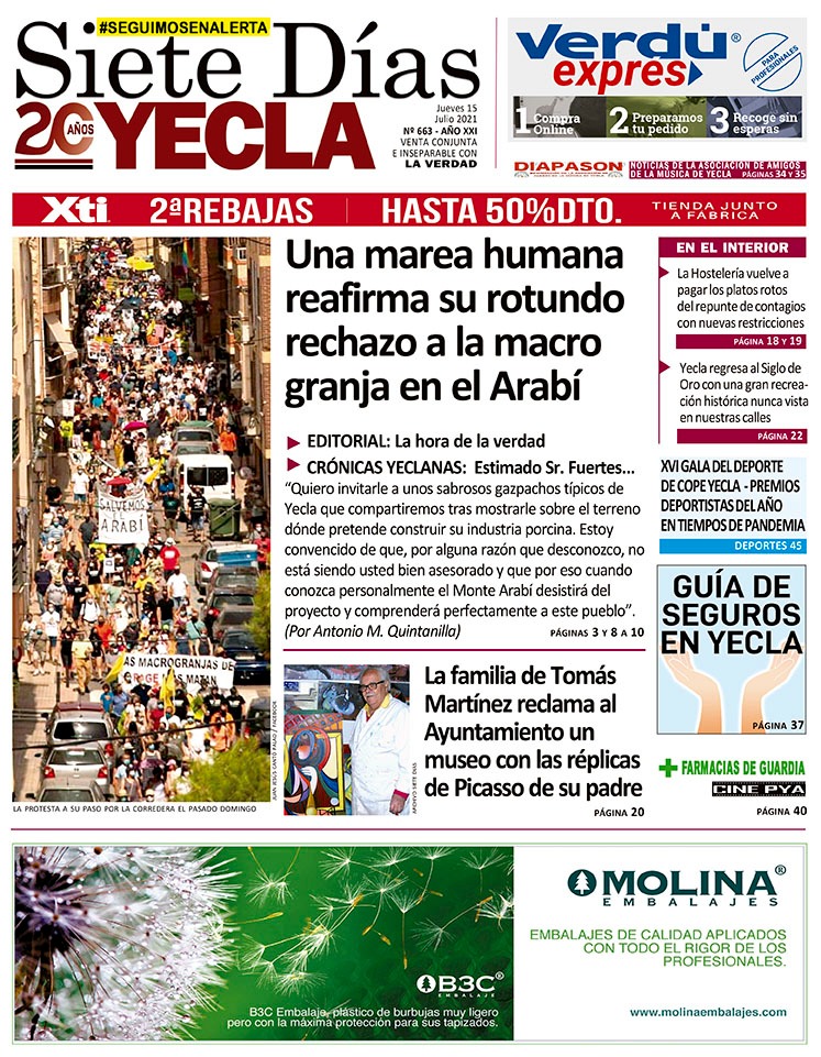 SIETE DÍAS YECLA – Edición nº 663 – Jueves 15 de julio de 2021