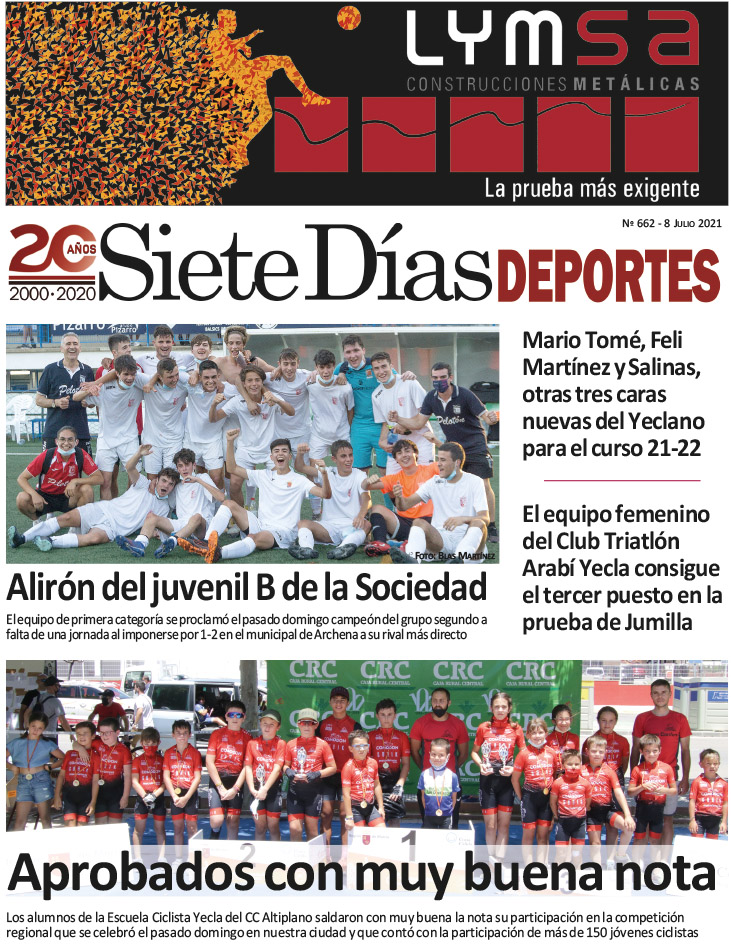 Deportes SIETE DÍAS YECLA – Edición nº 662 – Jueves 8 de julio de 2021