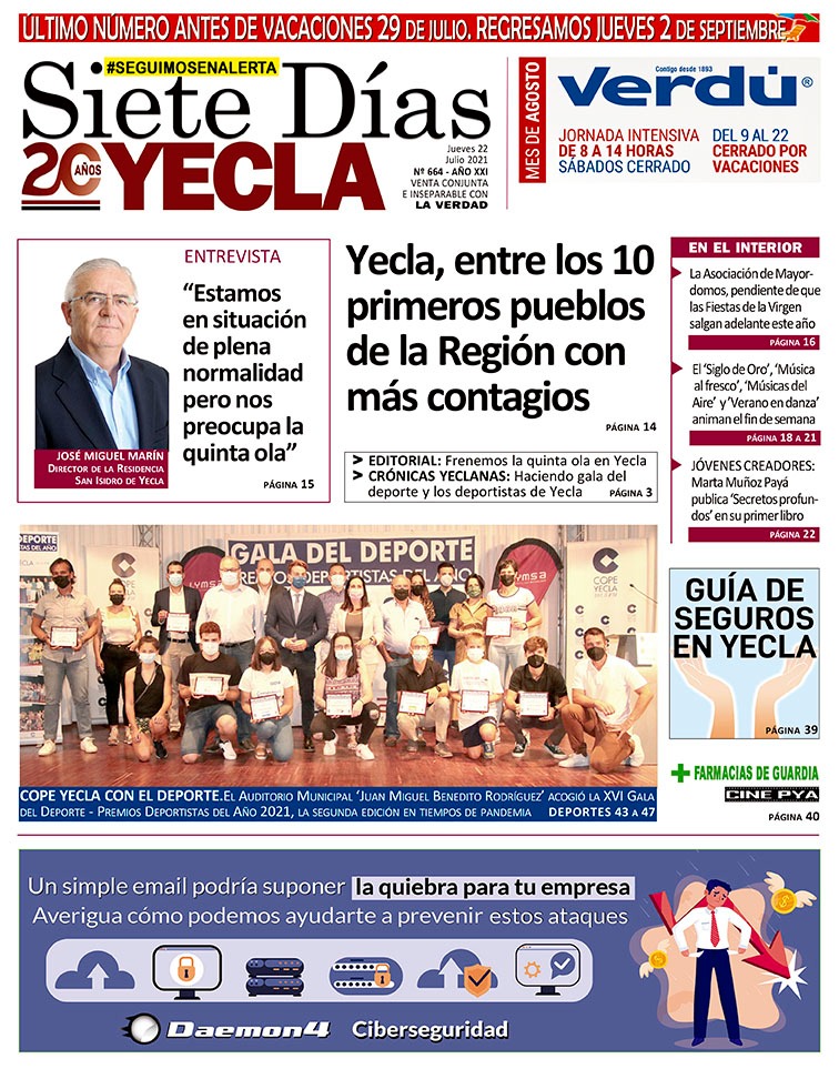 SIETE DÍAS YECLA – Edición nº 664 – Jueves 22 de julio de 2021