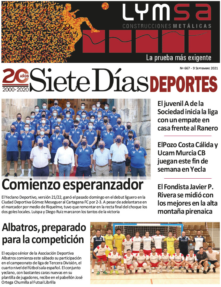 Deportes SIETE DÍAS YECLA – Edición nº 667 – Jueves 9 de septiembre de 2021