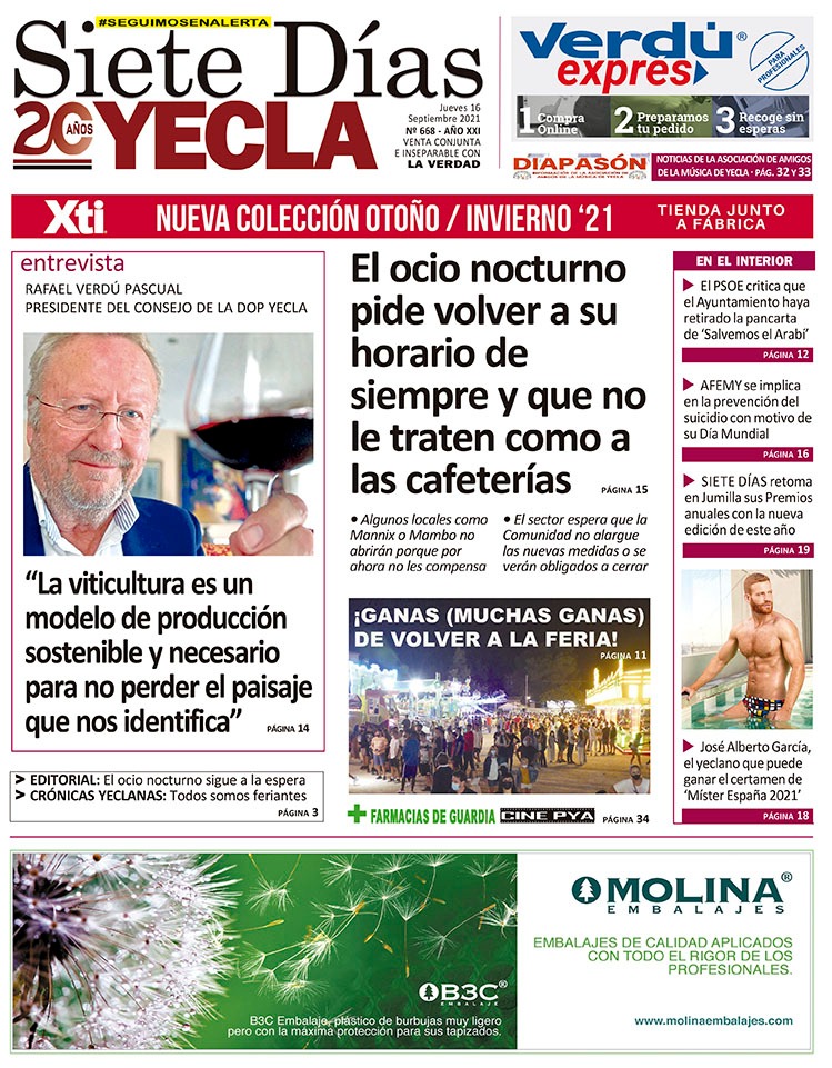 SIETE DÍAS YECLA – Edición nº 668 – Jueves 16 de septiembre de 2021