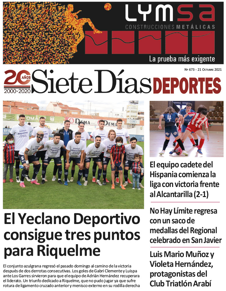 Deportes SIETE DÍAS YECLA – Edición nº 673 – Jueves 21 de octubre de 2021