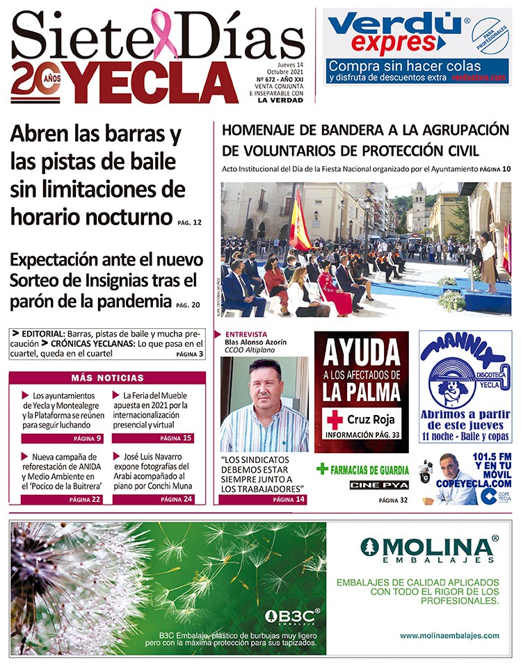 SIETE DÍAS YECLA – Edición nº 672 – Jueves 14 de octubre de 2021