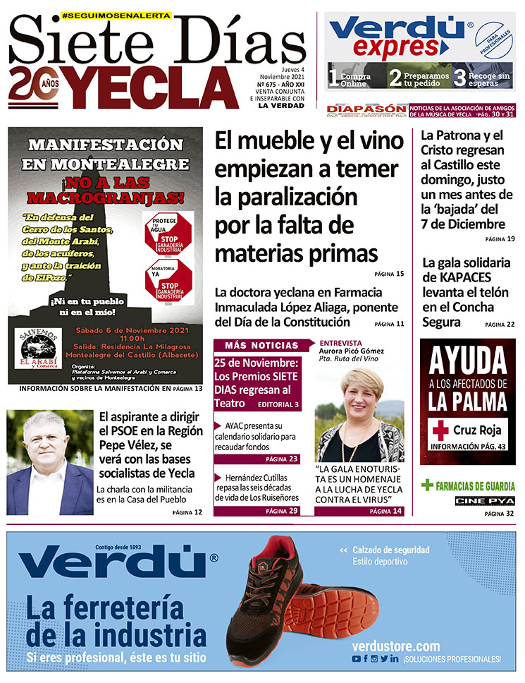 SIETE DÍAS YECLA – Edición nº 675 – Jueves 4 de noviembre de 2021