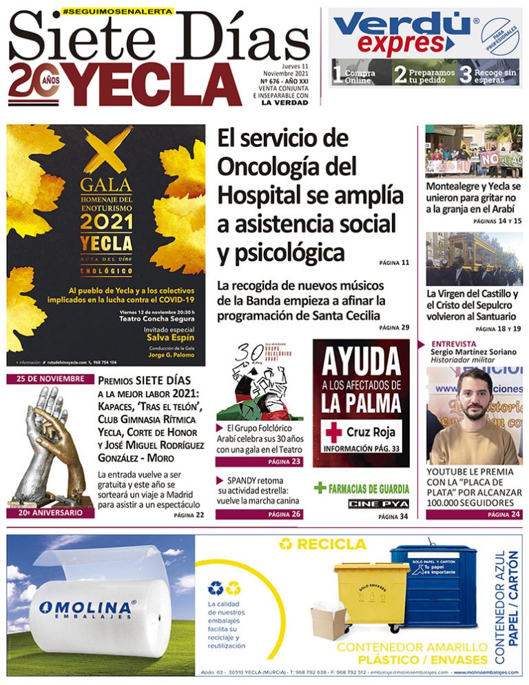 SIETE DÍAS YECLA – Edición nº 676 – Jueves 11 de noviembre de 2021