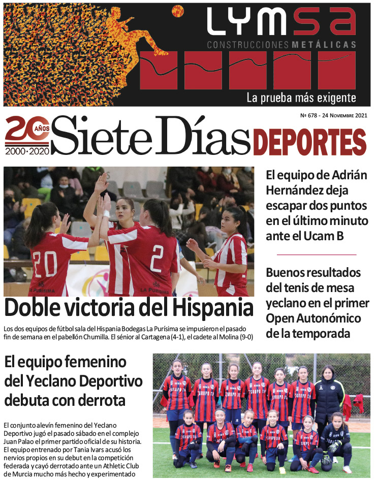 Deportes SIETE DÍAS YECLA – Edición nº 678 – Jueves 25 de noviembre de 2021