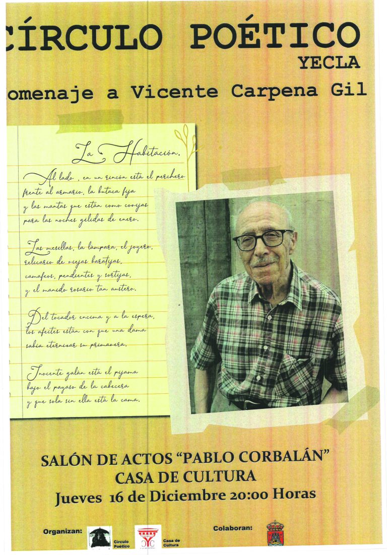 Merecido homenaje al poeta Vicente Carpena Gil