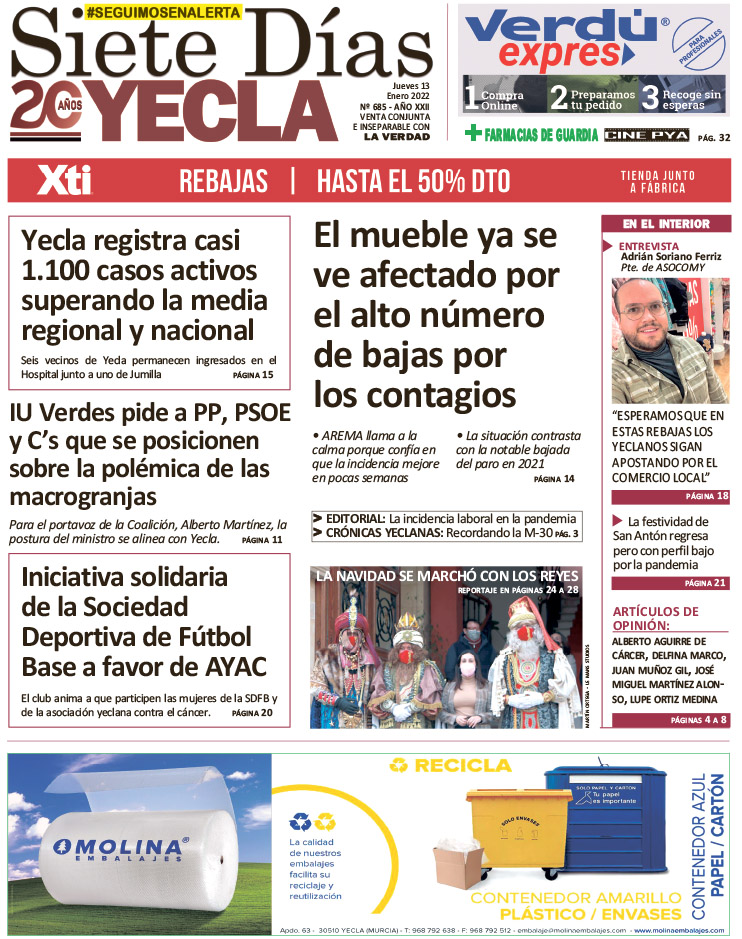 SIETE DÍAS YECLA – Edición nº 685 – Jueves 13 de enero de 2022