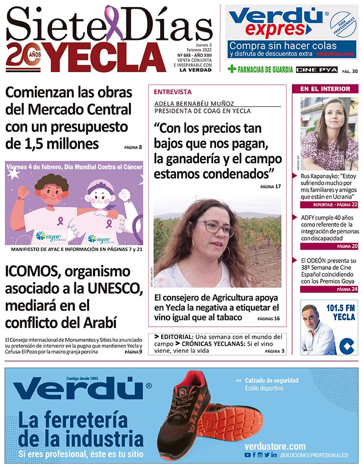 SIETE DÍAS YECLA – Edición nº 688 – Jueves 3 de febrero de 2022